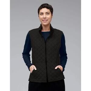 NWT Cut loose Black Quilted Cotton Front Zip Vest medium NEW